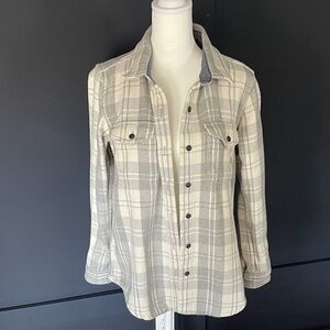 Outerknown women’s blanket shirt - gray and white plaid